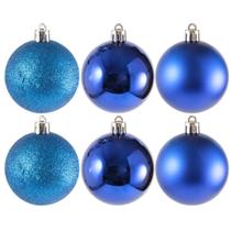 Kit 6 Bolas Para Árvore De Natal 8cm Grande Azul Decoração