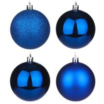 Kit 6 Bolas Para Árvore De Natal 8cm Grande Azul Decoração
