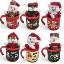 Kit 6 Bonecos De Neve Natal Roupinha Com 6 Canecas 200ml Kit 6 Bonecos De Neve Natal Roupinha Com 6 Canecas 200ml