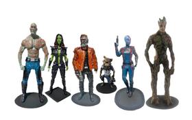 Kit 6 Bonecos Guardiões da Galaxia Vingadores Nebulosa Senhor das Estrelas Drax Groot Gamora Rocket