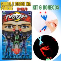 Kit 6 Bonecos Ninjas Escalada com Ventosa Gruda na Parede