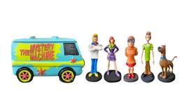 Kit 6 Bonecos Scooby-Doo Salsicha Fred Daphne Velma e Mystery Machine Carro em Resina 20cm