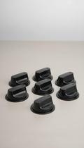 Kit 6 Botões Manipulo Fogão Universal Plástico Preto