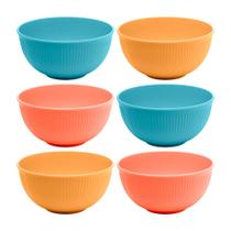 Kit 6 Bowl Fibra de Bambu PP Resistente Stripes Cores Sortidas Tigela 15cm Lyor