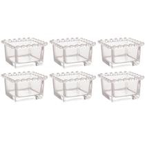 Kit 6 Bowl Quadrado de Vidro Cristal Coração Tigela Lyor