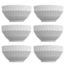 Kit 6 Bowl Tigela Branco Relevo Diamante 422 ml Germer