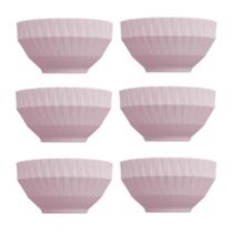 Kit 6 Bowl Tigela cor Rosa Relevo Diamante 422 ml Germer
