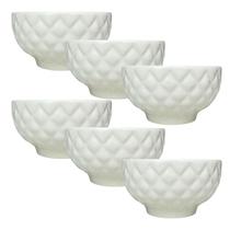 Kit 6 Bowl Tigela Cumbuca Porcelana Matelassê Branco 380 ml