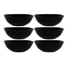 Kit 6 Bowl Tigela Cumbuca Vasilha Saladeira Dama em Vidro Opalino Preto 480ml