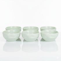 Kit 6 Bowl Tigela Porcelana Verde Relevo Orgânico 360ml