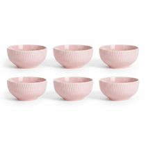 Kit 6 Bowl Tigela Rosa Relevo Shell 408 ml Germer Porcelanas