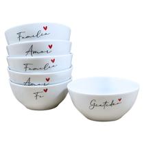 Kit 6 Bowl Tigela Sobremesa Sorvete 250ml Frases - Porcelana Estampa:Frases Delicadas Kit 6 Bowl Tigela Sobremesa Sorvete 250ml Frases - Porcelana Estampa:Frases Delicadas