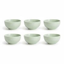 Kit 6 Bowl Tigela Verde Relevo Shell 408 ml Germer Porcelana