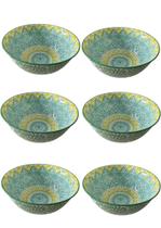 kit 6 Bowls Cumbucas Tigelas Potes porcelana Estampada 300ml