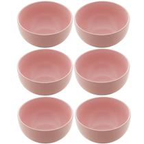 Kit 6 Bowls de Cerâmica Cumbuca 680ml Lyor 14,5x8,5cm Tigela Sopa Sobremesa Salada Rosa