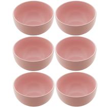 Kit 6 Bowls de Cerâmica Cumbuca 680ml Lyor 14,5x8,5cm Tigela Sopa Sobremesa Salada Rosa