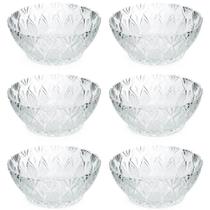 Kit 6 Bowls de Vidro Tigelas 350ml Potes para Sobremesa King Lyor Transparente