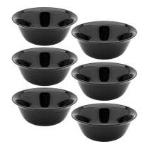 Kit 6 Bowls Mini Tigela 12cm para Sobremesa em Vidro Opalino Preto em Casa Tem Kit 6 Bowls Mini Tigela 12cm para Sobremesa em Vidro Opalino Preto em Casa Tem
