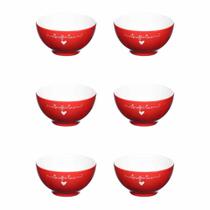 Kit 6 Bowls Porcelana Redondo Vermelho 440ML Western