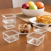 Kit 6 Bowls Quadrado de Vidro Cristal Lyor Coração Tigela