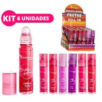 Kit 6 Brilho Labial Frutas Roll On Gloss Retrô Lembrancinha Lip Oil Infantil