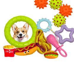 Kit 6 Brinquedos Mordedores Para Pet Cachorro cães cachorros anti estress borracha pelúcia