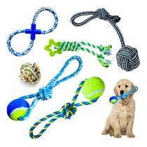 Kit 6 Brinquedos P/ Cachorro Mordedor Pet Puxador Bola Corda