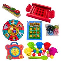 Kit 6 Brinquedos Pedagógicos Educativos Primeira Infância