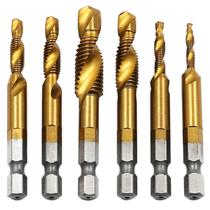 Kit 6 Brocas 3 em 1 Lorben Faz Rosca Chanfra Perfura HSS M3/M4/M5/M6/M8/M10 - GT6211