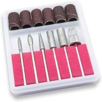 Kit 6 Brocas E 6 Lixas Refil Lixadeira Elétrica Unhas Gel X1