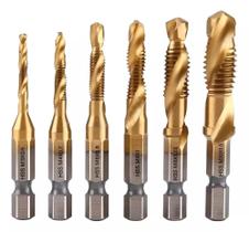 Kit 6 Brocas Macho Fura E Faz Rosca M3 A M10 Aço Titânio Hss