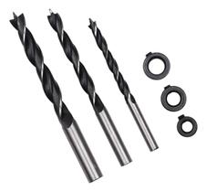 Kit 6 Brocas Madeira 6 8 10mm Anéis Limitadores Profundidade Kit 6 Brocas Madeira 6 8 10mm Anéis Limitadores Profundidade