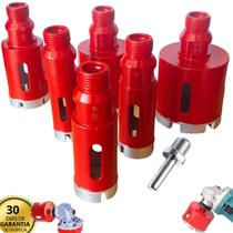 Kit 6 Brocas Serra Copo Diamantadas 25mm à 60mm com Rosca M14 Mármore, Granito, Concreto, Cerâmica para Uso Profissional