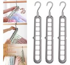 Kit 6 Cabide Organizador Mágico Multifuncional Retrátil 9 Furos