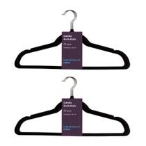 Kit 6 Cabides Veludo Preto Gancho Prata Antideslizantes 44cm - Paramount Plásticos Kit 6 Cabides Veludo Preto Gancho Prata Antideslizantes 44cm - Paramount Plásticos