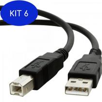 Kit 6 Cabo de Dados USB 2.0 A Macho x USB 2.0 B Macho 1,8m