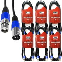 Kit 6 Cabo Microfone Xlr Canon Balanceado Macho Femea 5m Metros Mxt