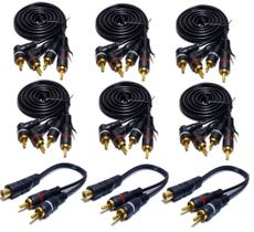 Kit 6 Cabo RCA 1,5 Metro mais 3 Y 2M1F Processador Crossover Kit 6 Cabo RCA 1,5 Metro mais 3 Y 2M1F Processador Crossover