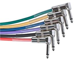 Kit 6 Cabos ligação de pedais guitarra 10 cm angulado