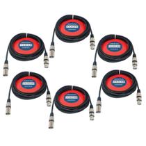 Kit 6 Cabos Microfone/dmx - Xlr/canon Balanceado 3 Metros