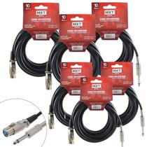 Kit 6 Cabos Xlr/p10 Mono 10 Metros Para Violão E Microfone - Mxt