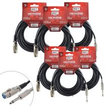 Kit 6 Cabos Xlr/p10 Mono 5 Metros Para Violão E Microfone - Mxt