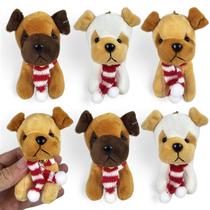 Kit 6 Cachorro Pelúcia Decorativo Natal Cachecol Enfeite11cm Kit 6 Cachorro Pelúcia Decorativo Natal Cachecol Enfeite11cm