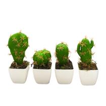 Kit 6 Cactos Artificial Mini Vaso - Vasinhos Branco