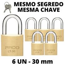 Kit 6 Cadeado Pado De 30mm Mesmo Segredo Iguais Mesma Chave