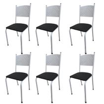 Kit 6 Cadeira Branca para Cozinha Jantar com Assento Preto