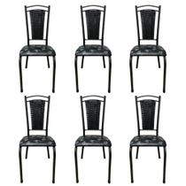 Kit 6 Cadeira De Cozinha Tubular Aço Estofada Encosto Junco Flor Kit 6 Cadeira De Cozinha Tubular Aço Estofada Encosto Junco Flor