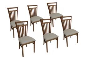 Kit 6 Cadeira de Jantar em Madeira Maciça Estofada Larissa