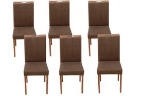 Kit 6 Cadeira de Jantar em Madeira Maciça Estofada Stefany