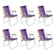 Kit 6 Cadeira de Praia Camping Alumínio Samoa Roxo Tramontina